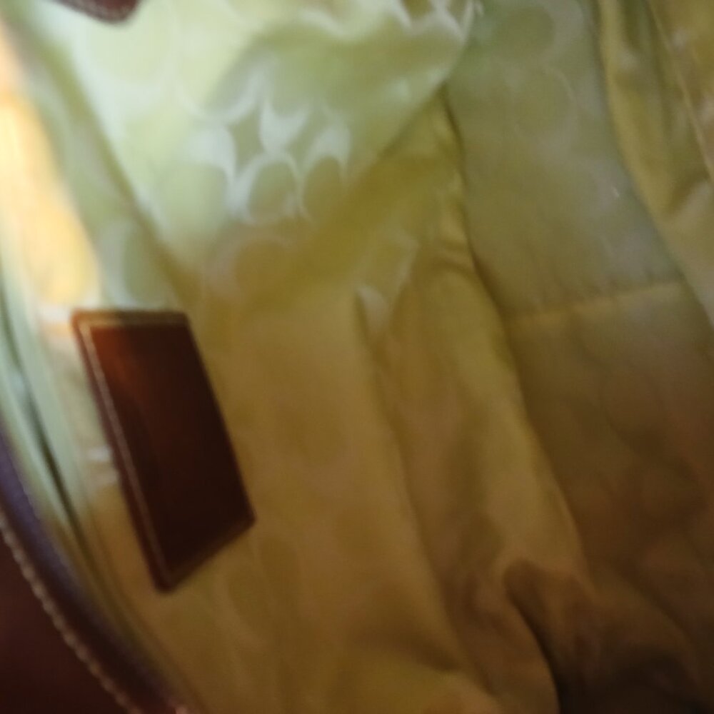 Vintage Coach Hampton Gallery Tote Bag Tan Suede Brown Leather - Picture 10 of 13